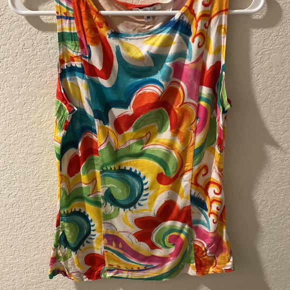 Leo narducci medium viscose blend tank blouse colorful fun pattern RARE - Picture 2 of 5